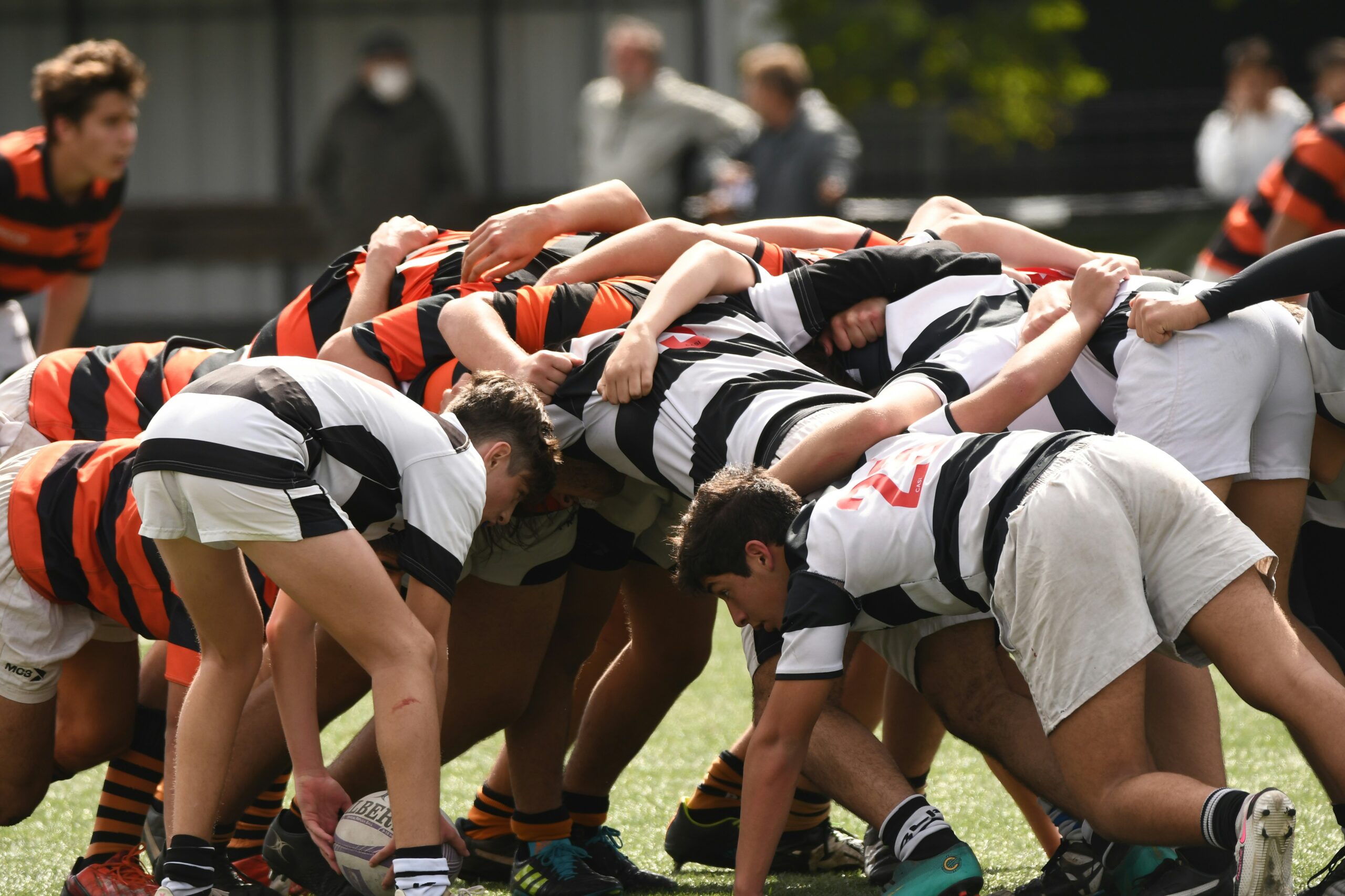 Sports training equipment on a playing field